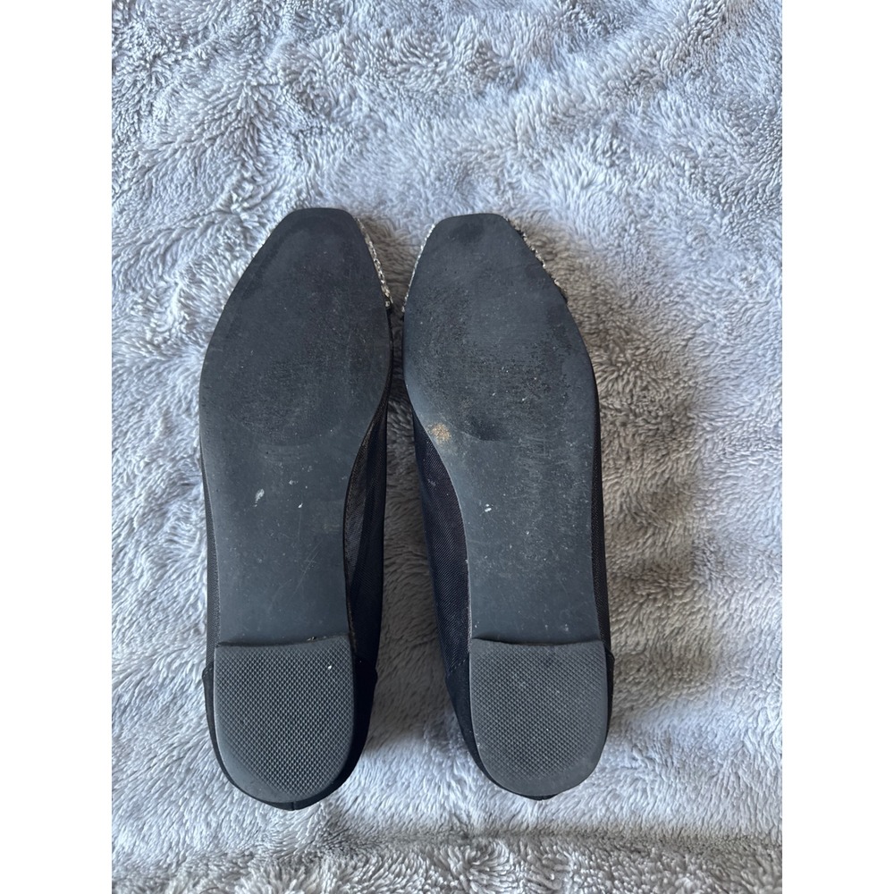 JustFab Crystal Black Mesh Glitter Cap Toe Ballet Flats Womens Size 8.5 - Picture 3 of 6